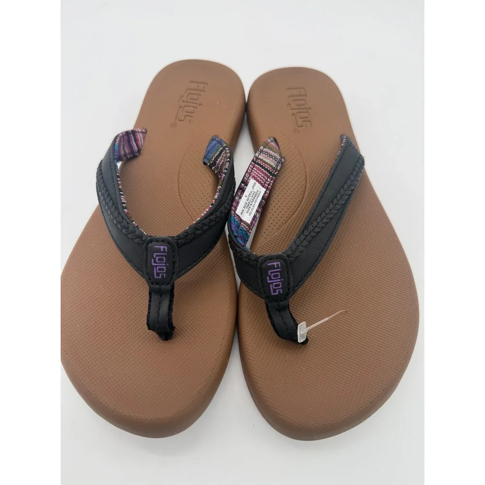 Flojos Flip Flops Black Women's Size 6 Comfort Sandals Casual Thong